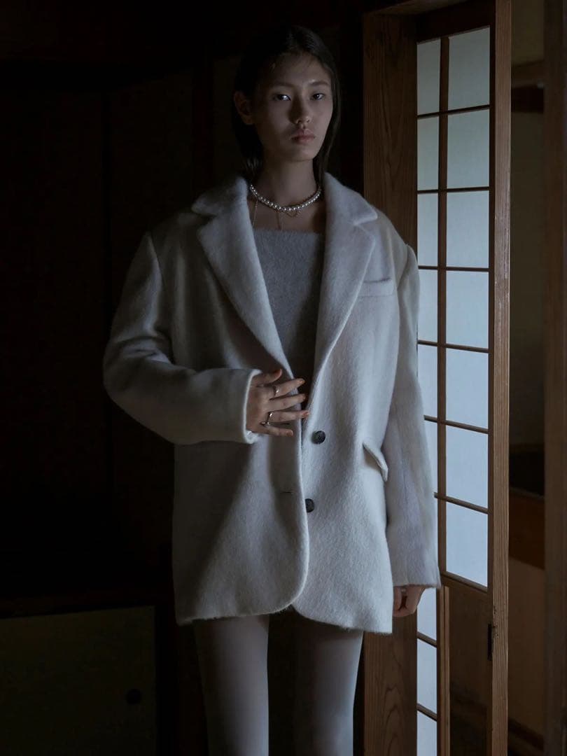 あき　ジョゼムーン　シャギージャケットコート　ホワイト　38