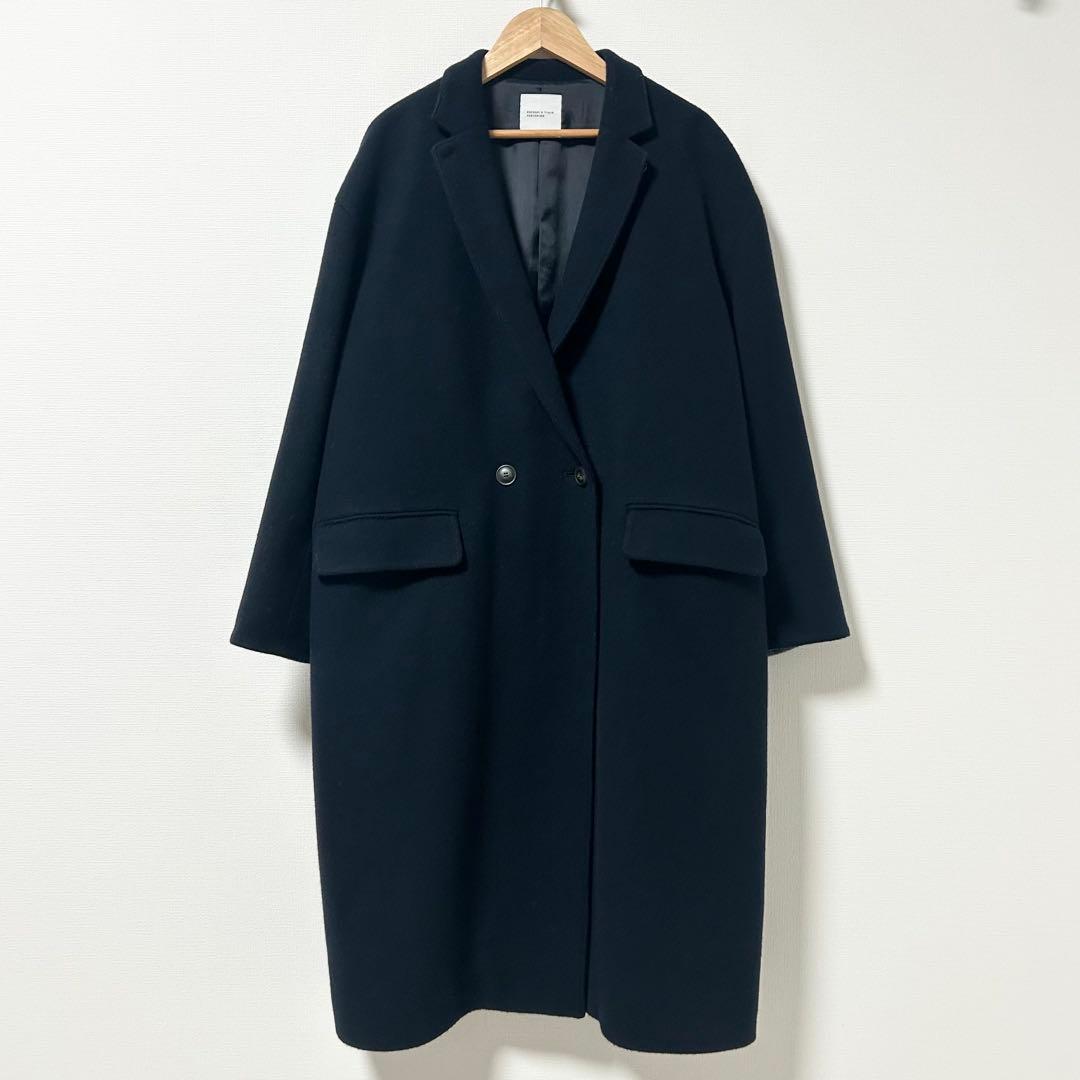 北欧、暮らしの道具店　3WAYアレンジ襟のかろやかチェスターコート　ネイビー