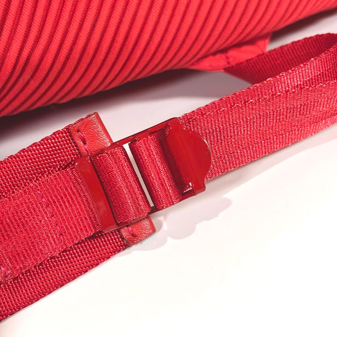 極美品 プリーツプリーズ イッセイミヤケ バイアスジップ リュック レッド