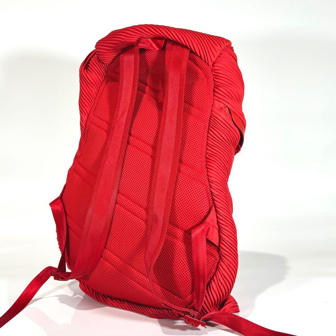 極美品 プリーツプリーズ イッセイミヤケ バイアスジップ リュック レッド