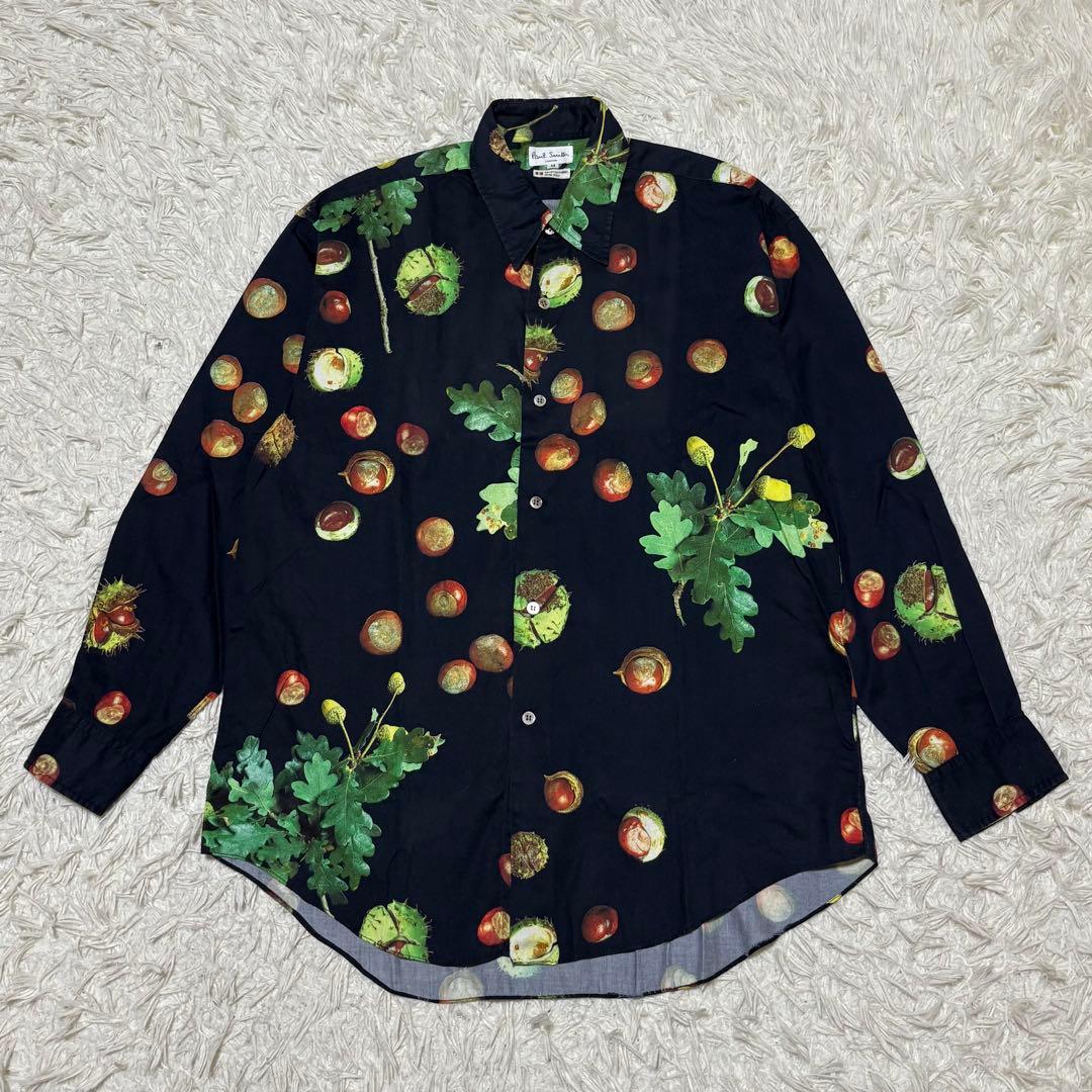 Paul Smith LONDON 長袖シャツ どんぐり 総柄 ネイビー M