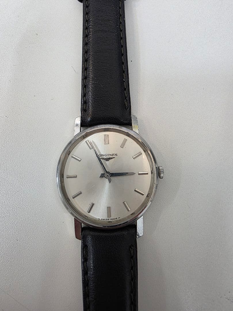 手巻き 稼働品 ロンジン メンズ腕時計 シルバー文字盤