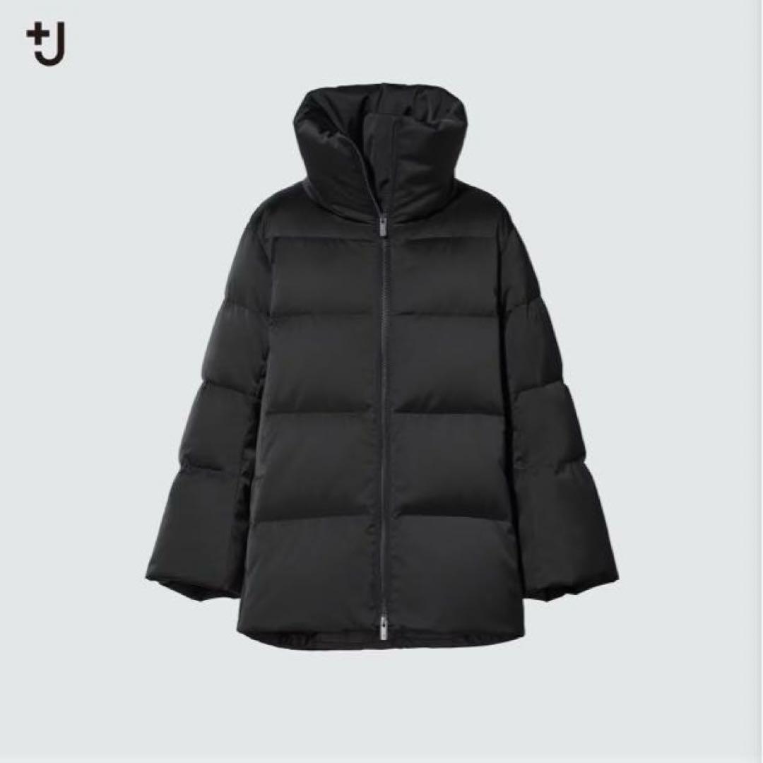ユニクロ+J ダウンボリュームジャケット オーバーサイズ 黒 L 肉厚 防寒