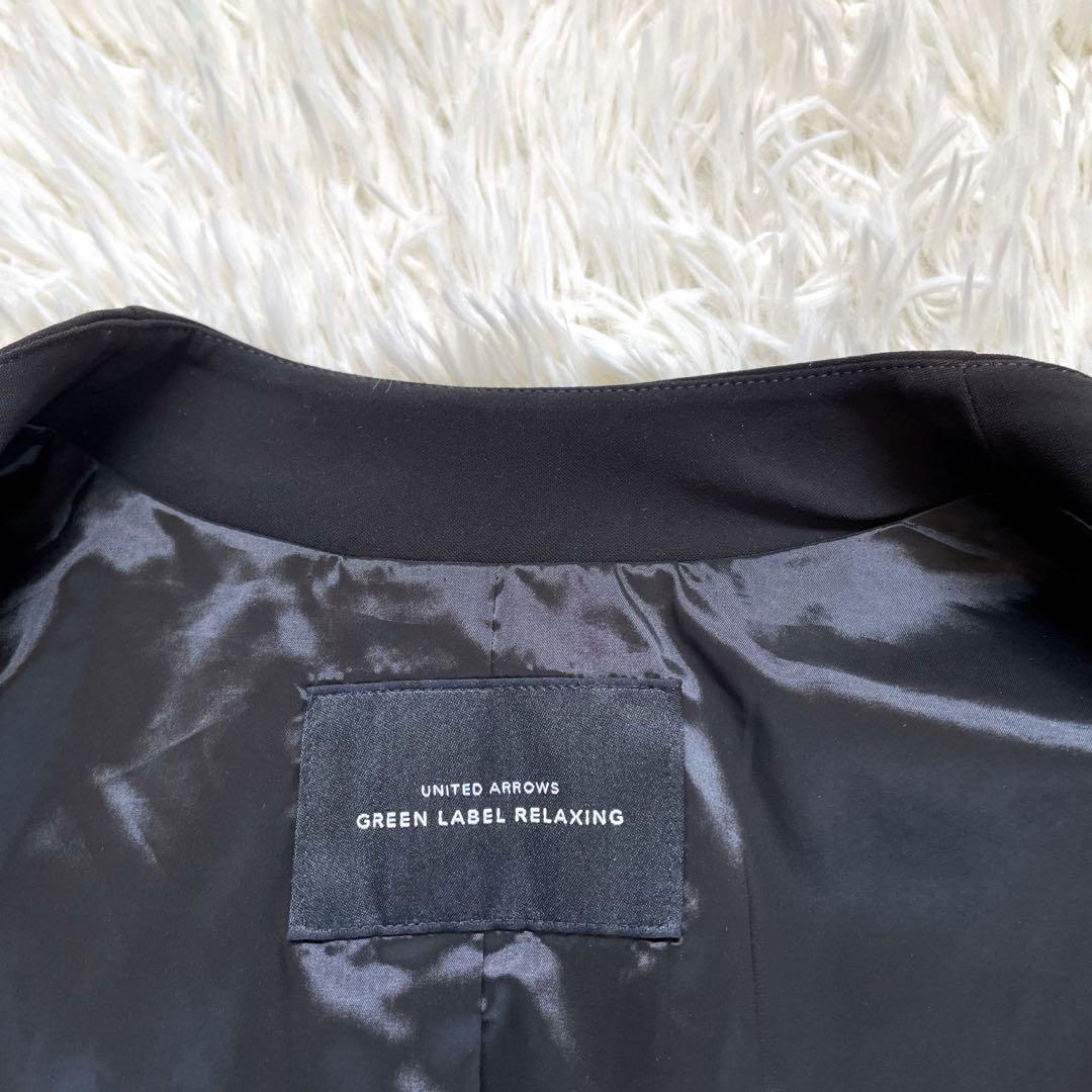 グリーンレーベルリラクシング手洗い可能ショールラペル パンツスーツブラック