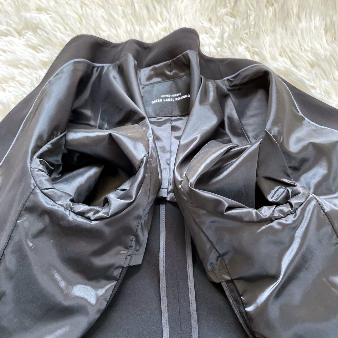 グリーンレーベルリラクシング手洗い可能ショールラペル パンツスーツブラック