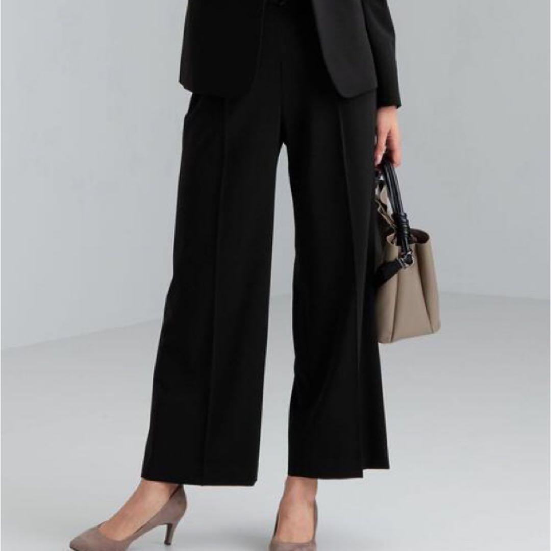 グリーンレーベルリラクシング手洗い可能ショールラペル パンツスーツブラック