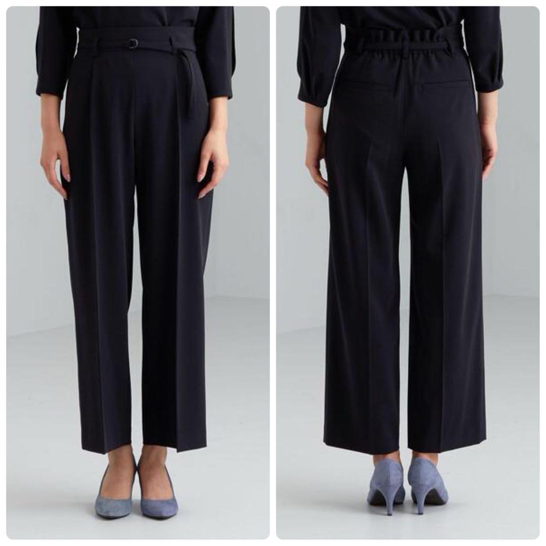 グリーンレーベルリラクシング手洗い可能ショールラペル パンツスーツブラック