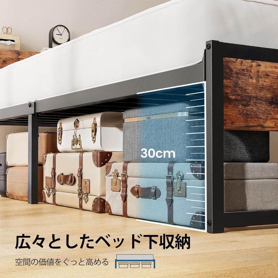 移動簡単★たっぷり収納&豪華宮棚付き！シングルベッドフレーム ⭐⑪215