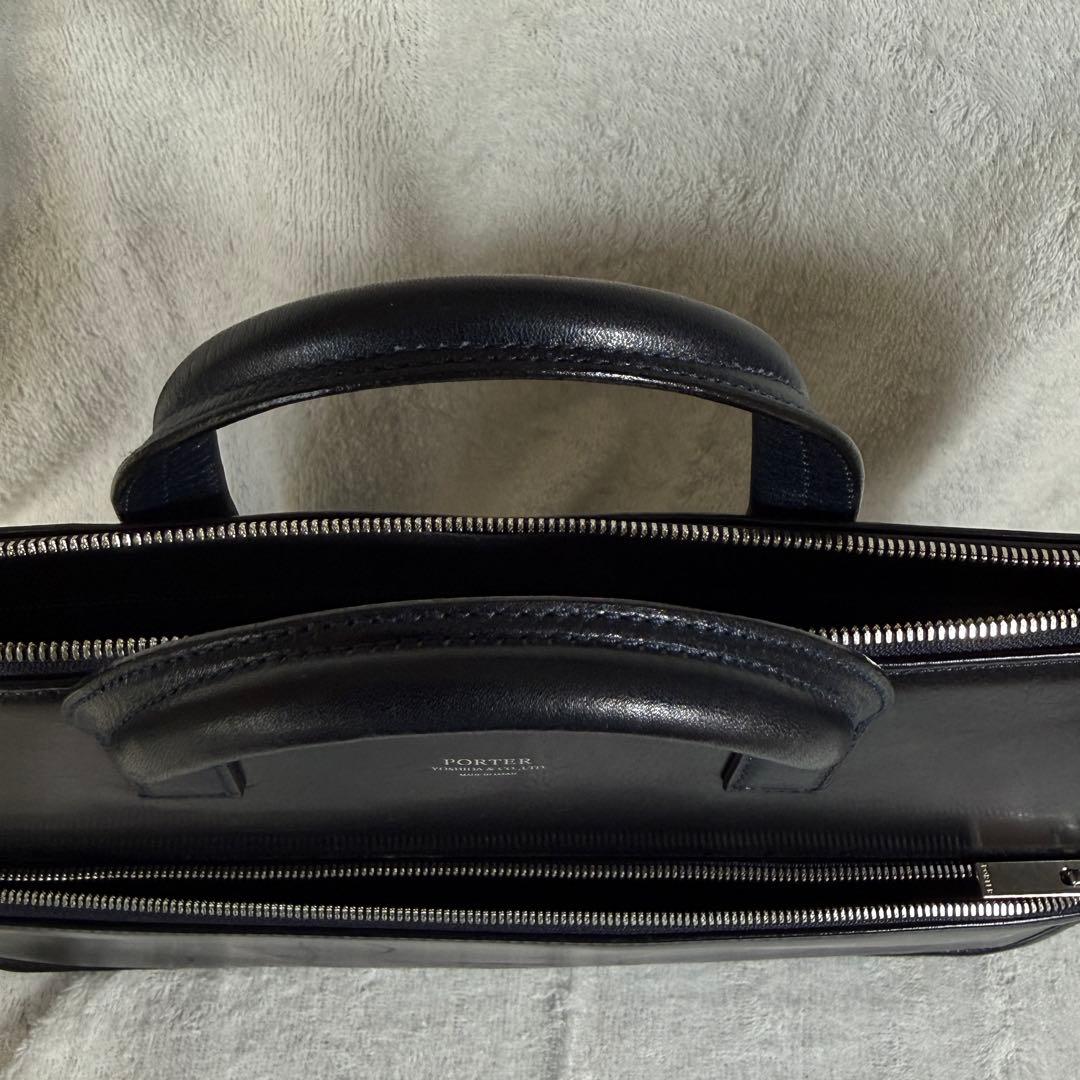 ✨PORTER✨クラーク ビジネスバッグ レザー ロゴ ネイビー