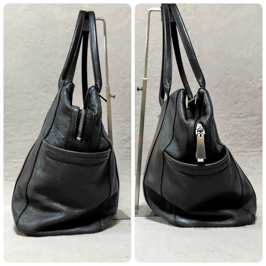 アニアリ　トートバッグ　ダークグレー　本革　肩がけ　A4可　大容量