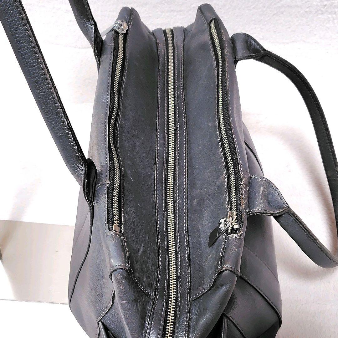 アニアリ　トートバッグ　ダークグレー　本革　肩がけ　A4可　大容量