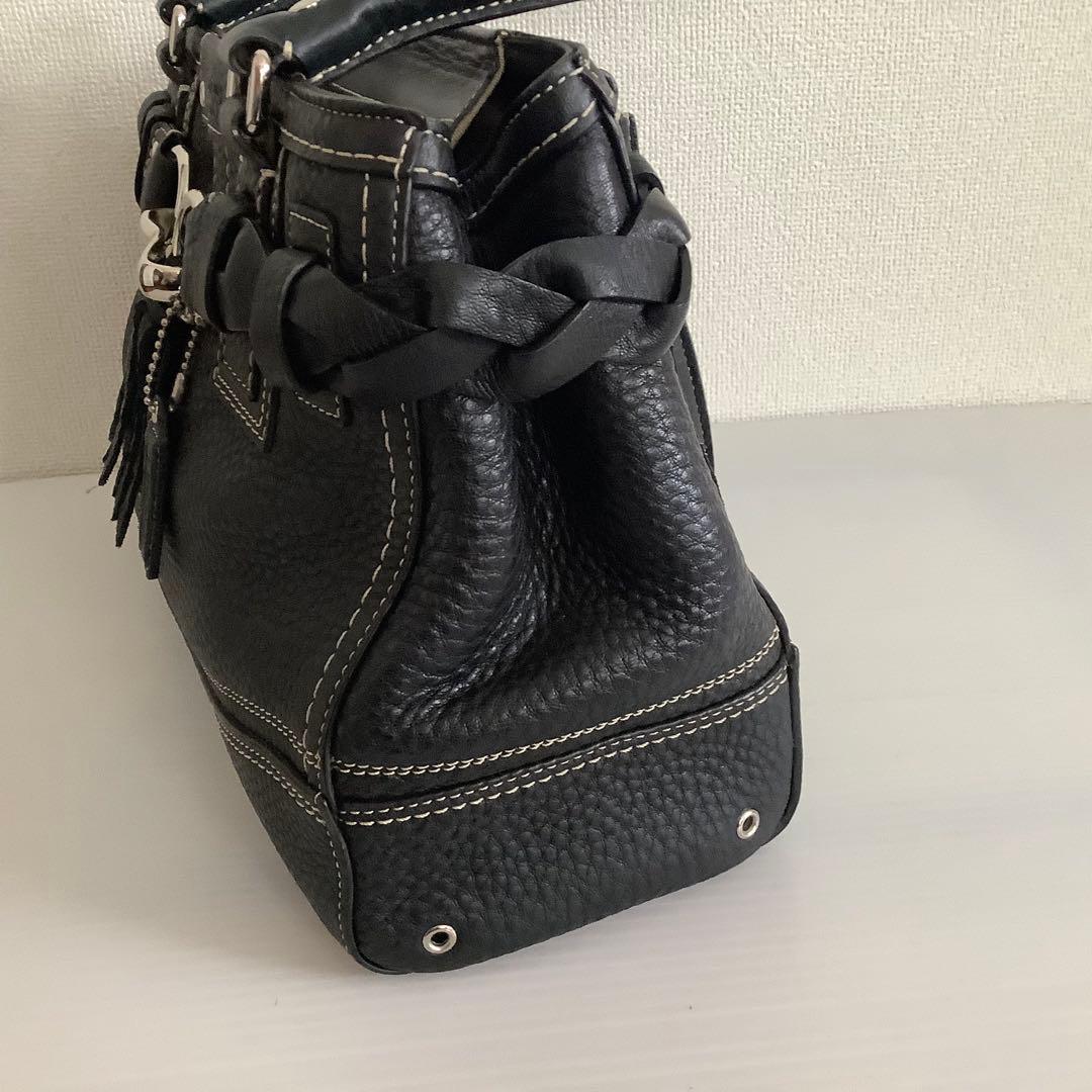 COACH コーチ ブラック レザー ハンドバッグ