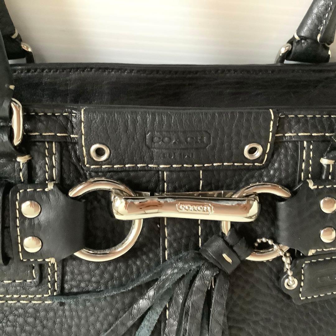 COACH コーチ ブラック レザー ハンドバッグ