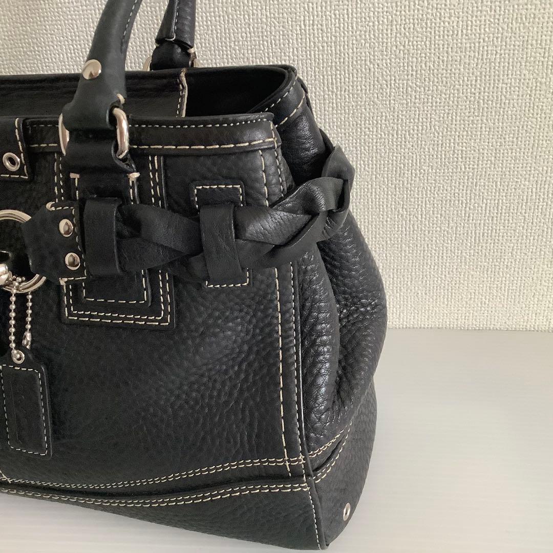 COACH コーチ ブラック レザー ハンドバッグ