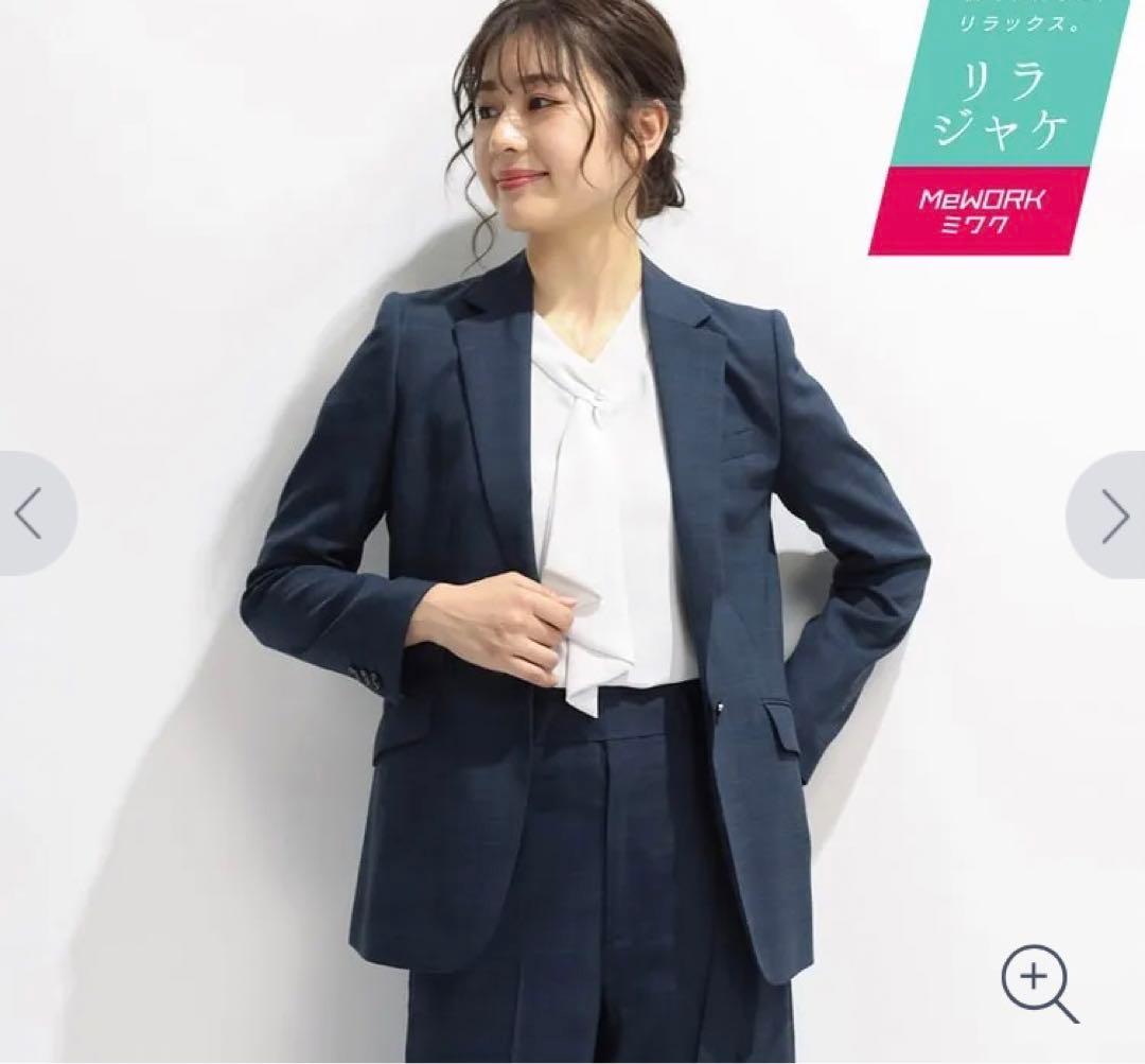 新品　未使用品　洗えるキレイスーツ　ブルーチェック　3点セット　AOKI