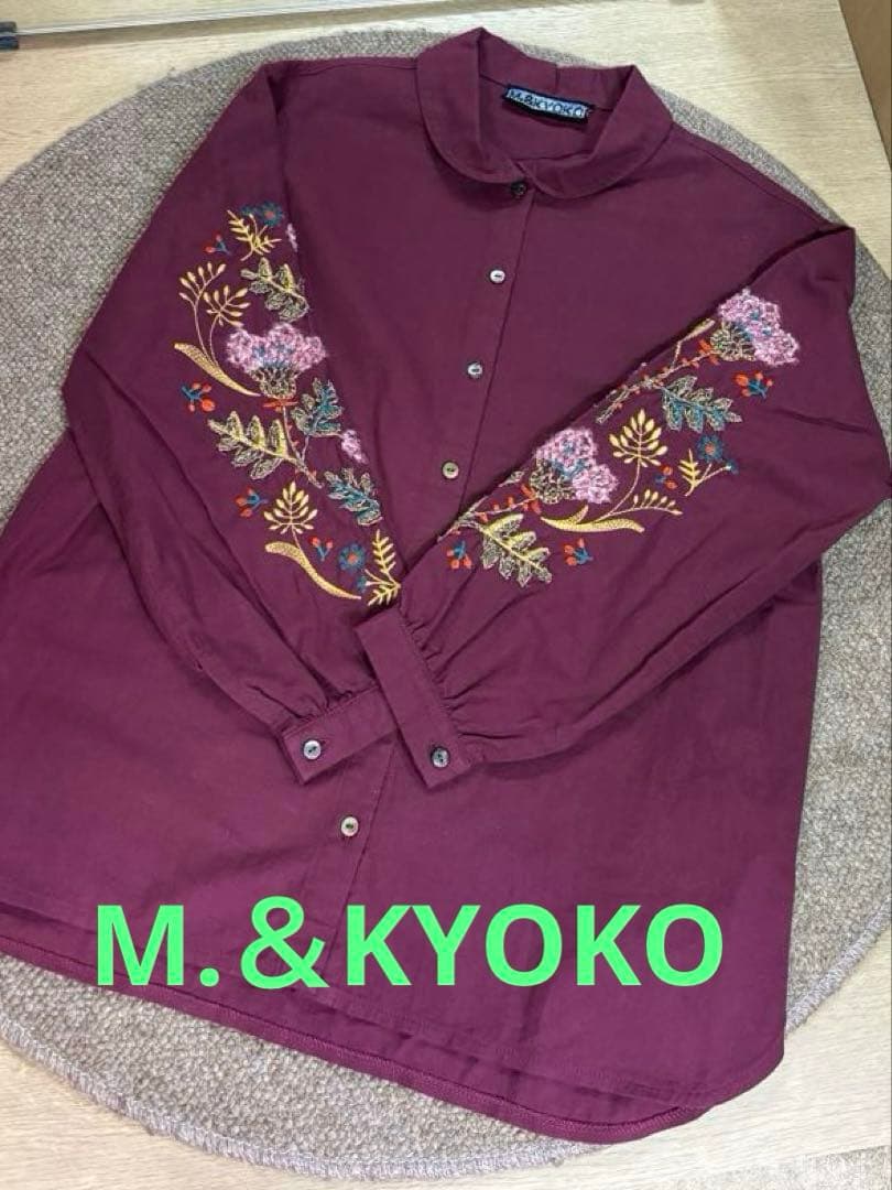 ☆新品☆ M.＆KYOKO コットン 袖刺繍がエレガントなブラウス