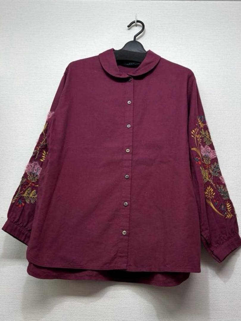 ☆新品☆ M.＆KYOKO コットン 袖刺繍がエレガントなブラウス