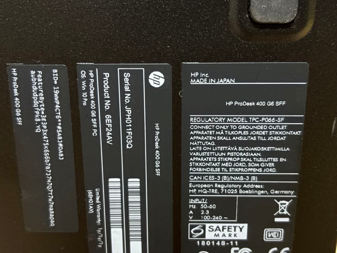 ☆G2【現状品】HP ProDesk 400G6 i3-3.6 4GB500GB