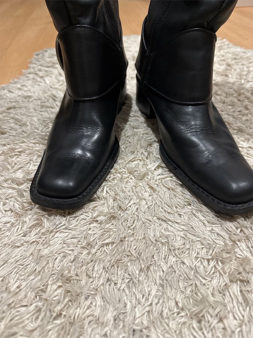 HARLEY-DAVIDSONロングブーツ サイドジップ ロゴバックルブラック