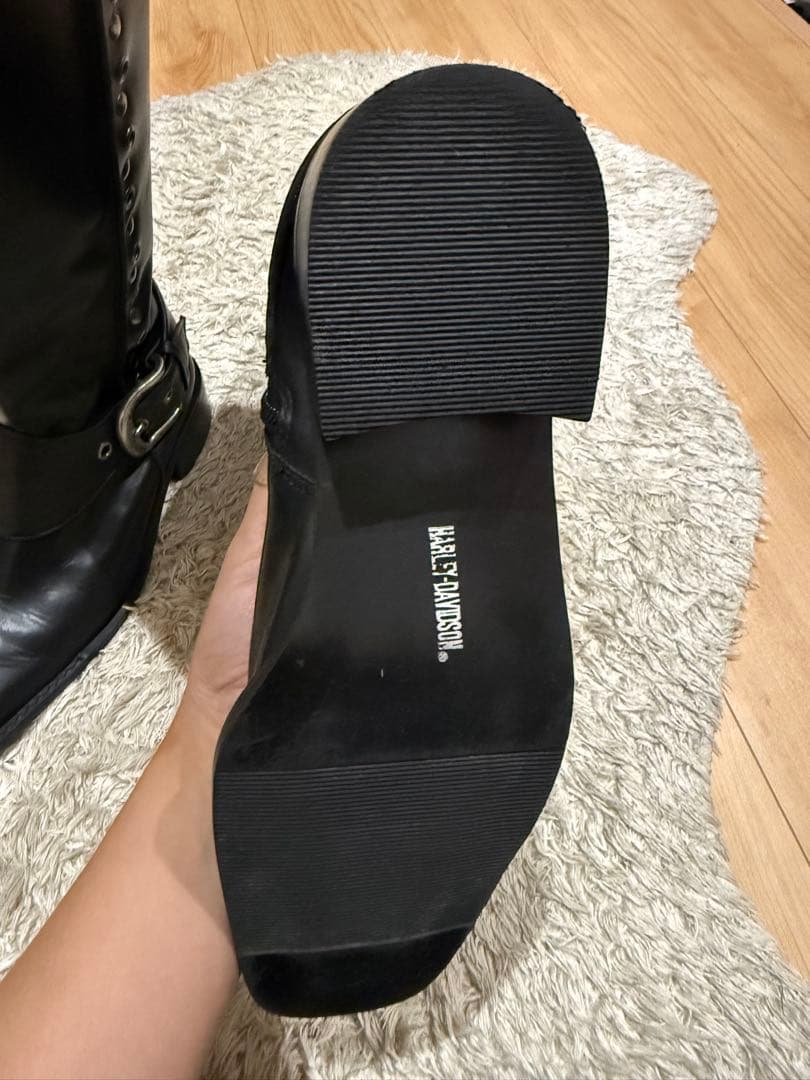 HARLEY-DAVIDSONロングブーツ サイドジップ ロゴバックルブラック