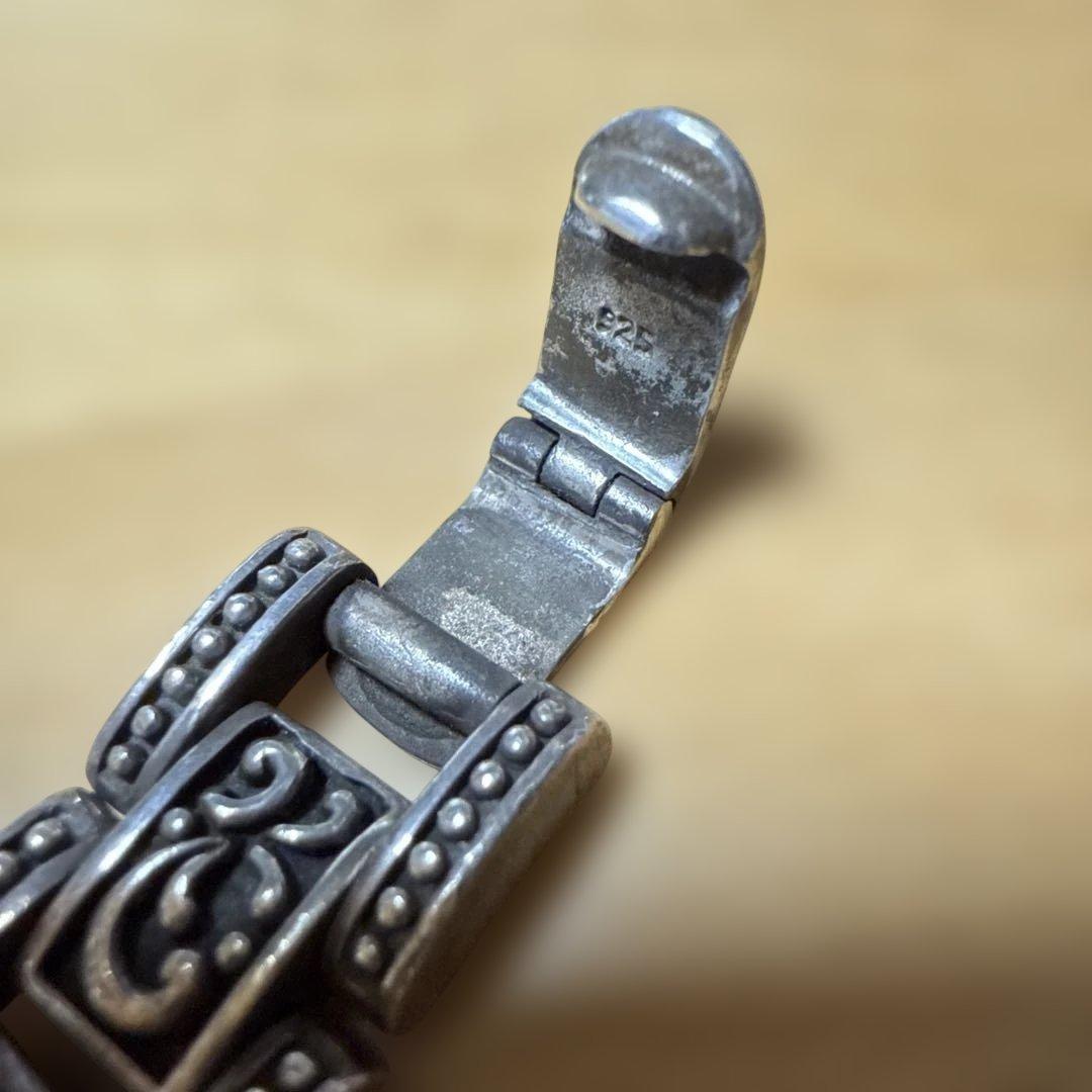 シルバー チェーンリンク ブレスレット 内径約5.5cm 925刻印あり