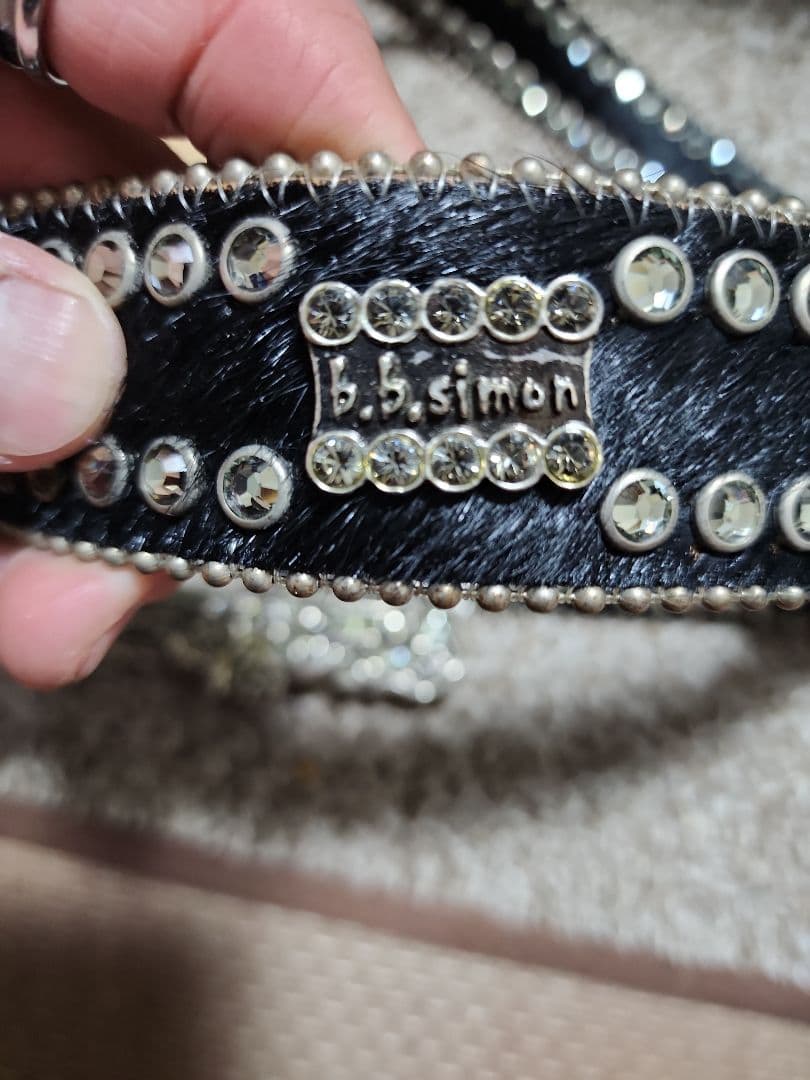 b.b.simon ストーン付きレザーベルト