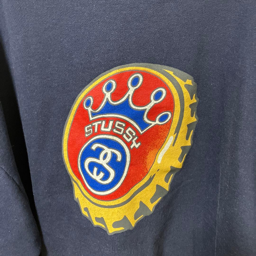 青赤タグ　STUSSY ネイビー クルーネック トレーナー　Ｍ