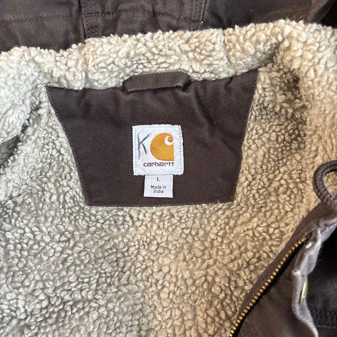 Carhartt ボアジャケット L 企業刺繍 フード付き古着