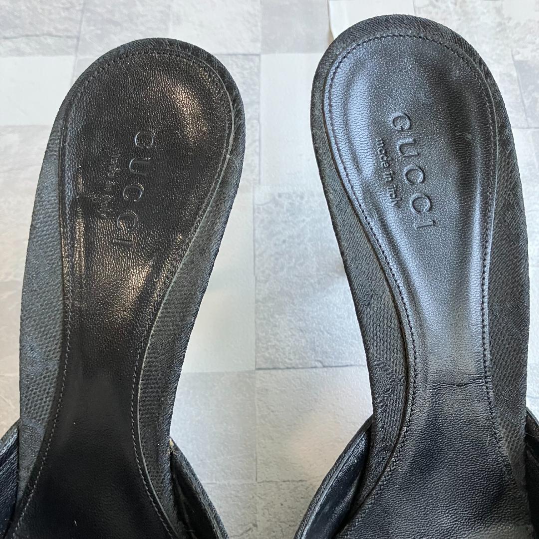 GUCCI ミュール ヒール ホースビット GG柄 ポインテッドトゥ