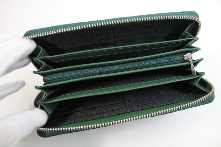 【専用】クロコダイル 財布 長財布 背部革 ラウンド グリーン 緑 ホーン