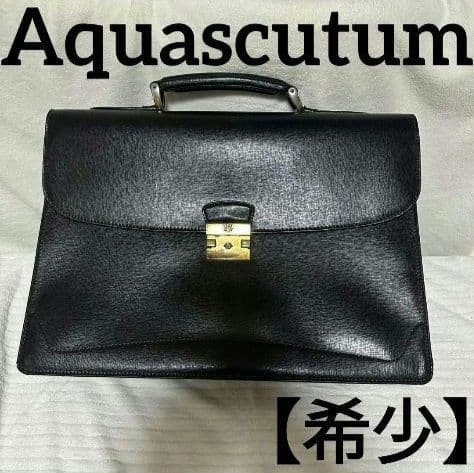 【希少】Aquascutum（アクアスキュータム）鍵付き本革 ビジネスバッグ