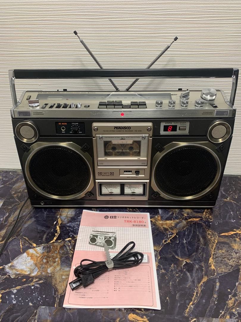 動作品HITACHI PERDISCO 日立 ラジカセ TRK-8180ラジオ