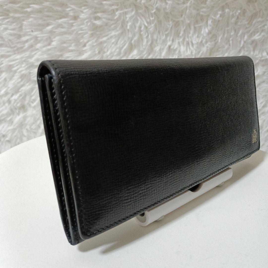 dunhill　ダンヒル　レザー長財布　折り財布　黒　ブラック　ADロゴ　本革