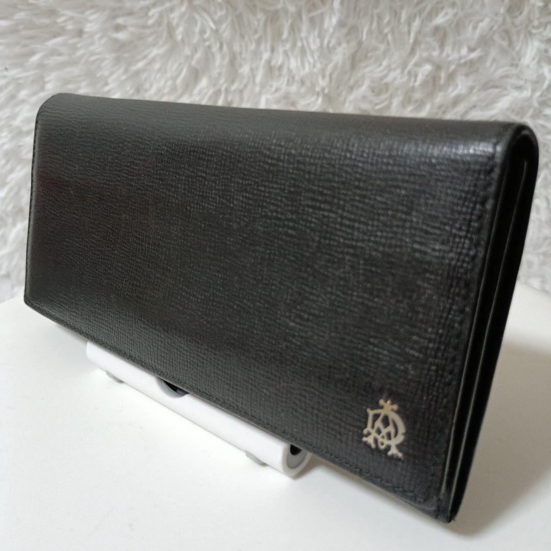 dunhill　ダンヒル　レザー長財布　折り財布　黒　ブラック　ADロゴ　本革
