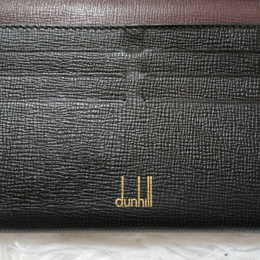 dunhill　ダンヒル　レザー長財布　折り財布　黒　ブラック　ADロゴ　本革