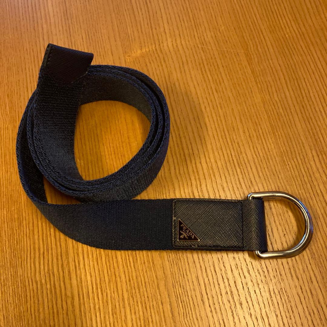 PRADA ネイビー ナイロン Dリングベルト