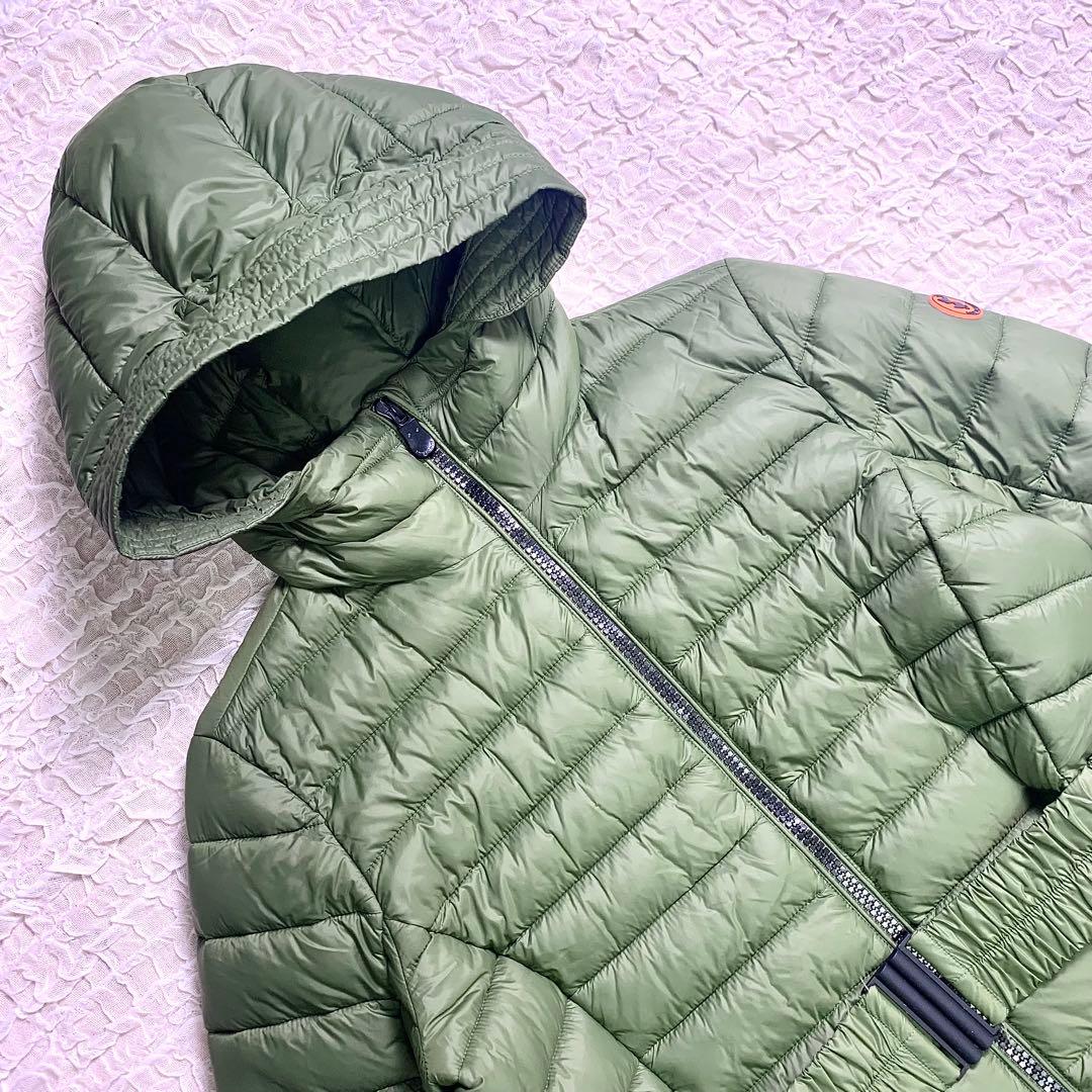 美品　セイブザダック エコダウン ロングコート ベルト ワッペン　オリーブ