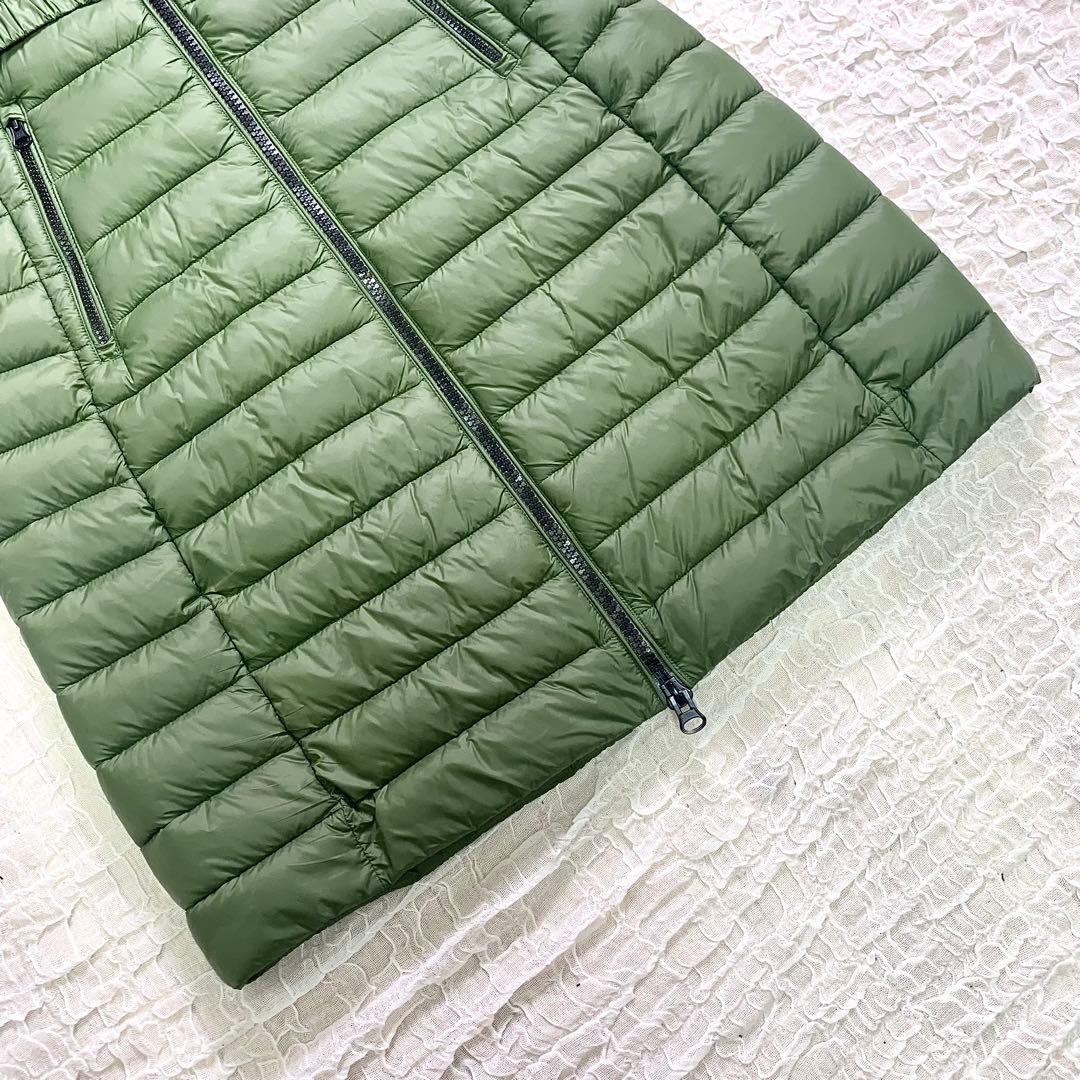 美品　セイブザダック エコダウン ロングコート ベルト ワッペン　オリーブ