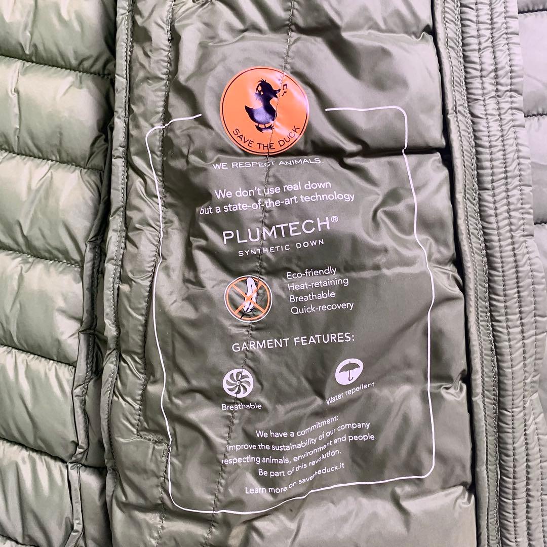 美品　セイブザダック エコダウン ロングコート ベルト ワッペン　オリーブ