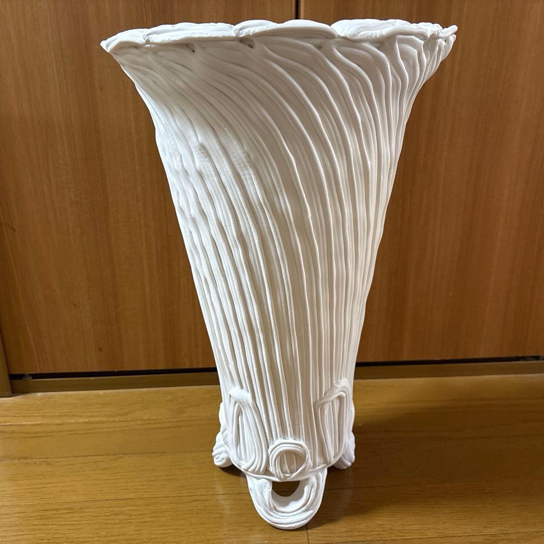 【新品未使用品】紲鉢(綱木紋) らせん美　Sスリット　ホワイト