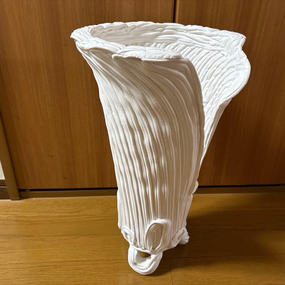 【新品未使用品】紲鉢(綱木紋) らせん美　Sスリット　ホワイト