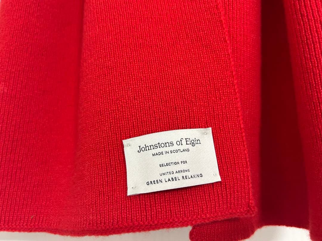 2025AWグリーンレーベル別注JohnstonsofElgin赤リブマフラー