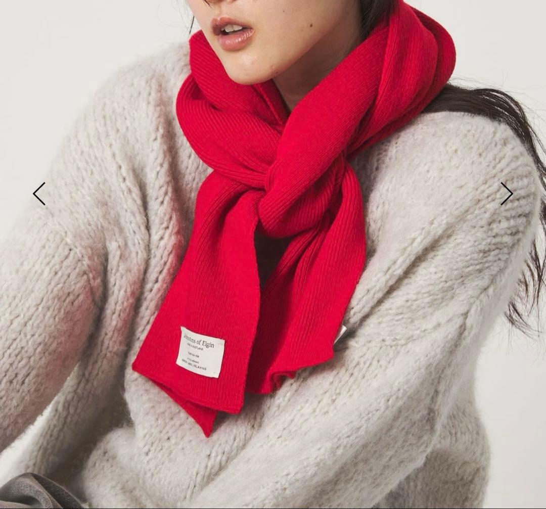 2025AWグリーンレーベル別注JohnstonsofElgin赤リブマフラー