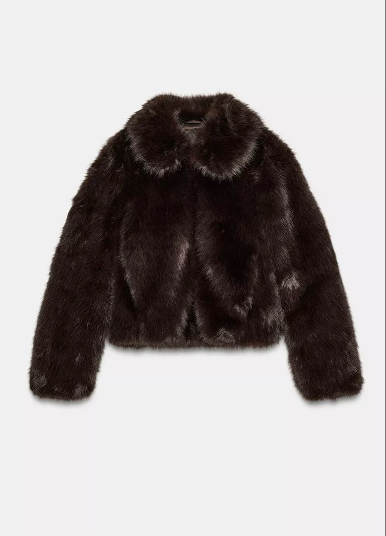 ZARA ダークブラウン ファーショートジャケット