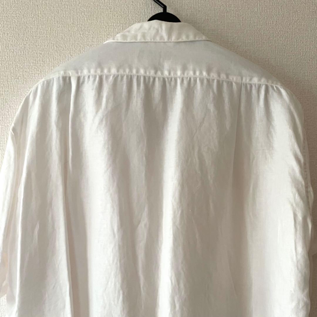 【サイズ50】Nigel Cabourn オープンカラーシャツ リネン 白 開襟