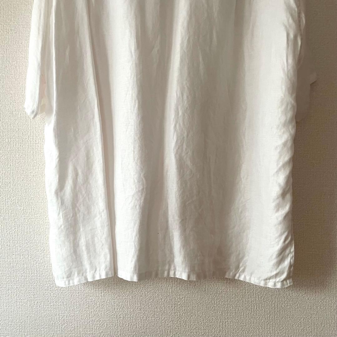 【サイズ50】Nigel Cabourn オープンカラーシャツ リネン 白 開襟