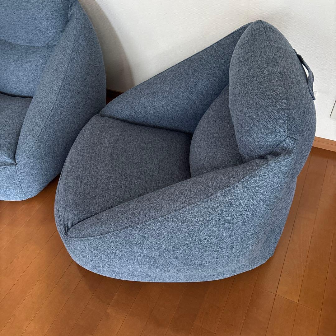 無印良品　ネイビー空気クッションソファ 1人掛け 空気ポンプ付　2個セット