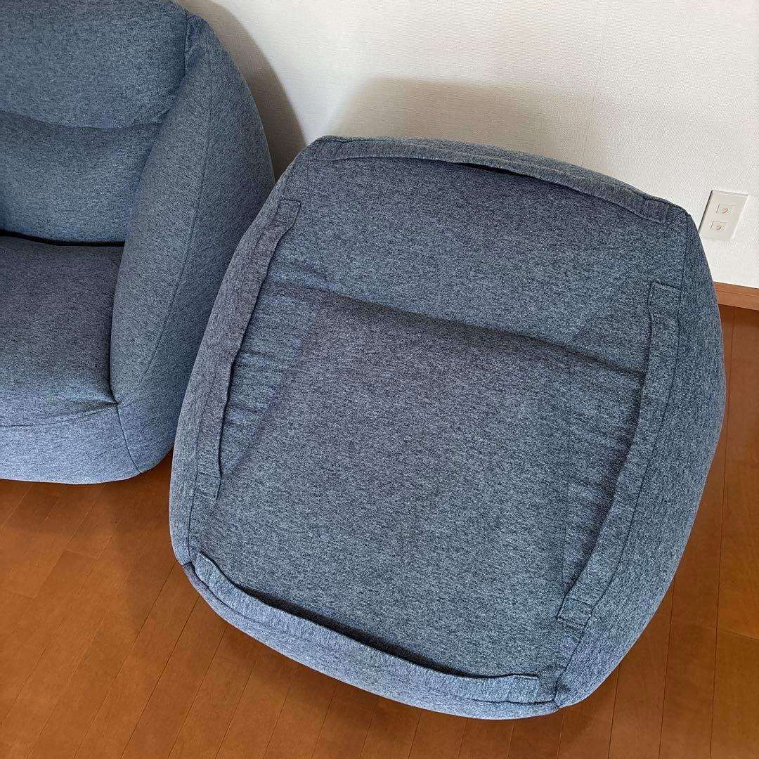 無印良品　ネイビー空気クッションソファ 1人掛け 空気ポンプ付　2個セット