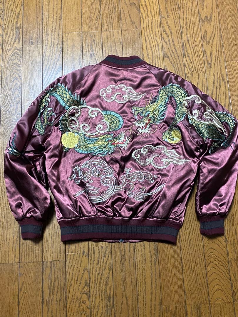 T*様 希少一点物！ドラゴン刺繍 ワインレッド スカジャン/日本製/美品