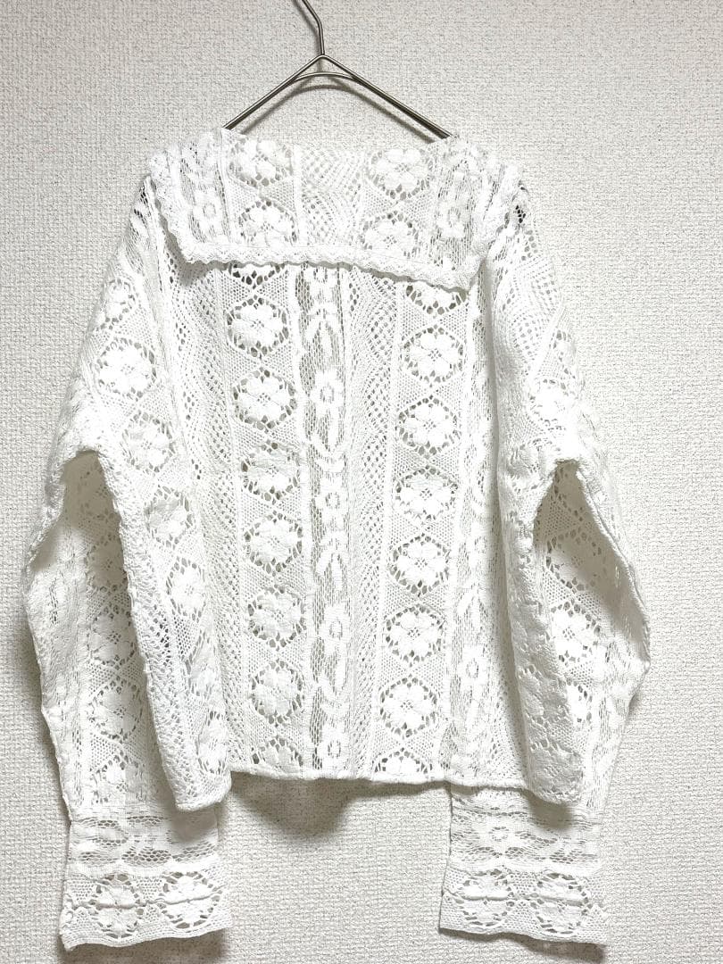 【完売 ツハル 新品】レースパッチワークセーラー襟ブラウス TSUHARU オフ